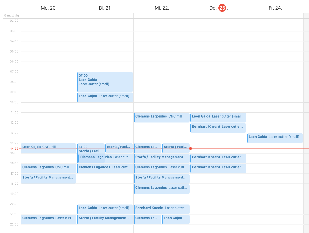 Your Fabman bookings in Apple Calendar.