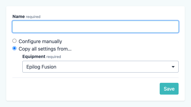Creating a copy of existing equipment.