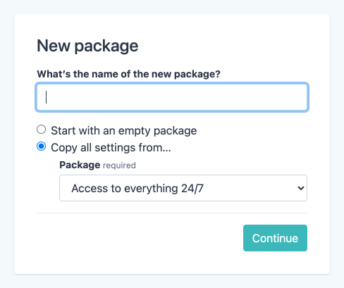 Creating a copy of an existing package.