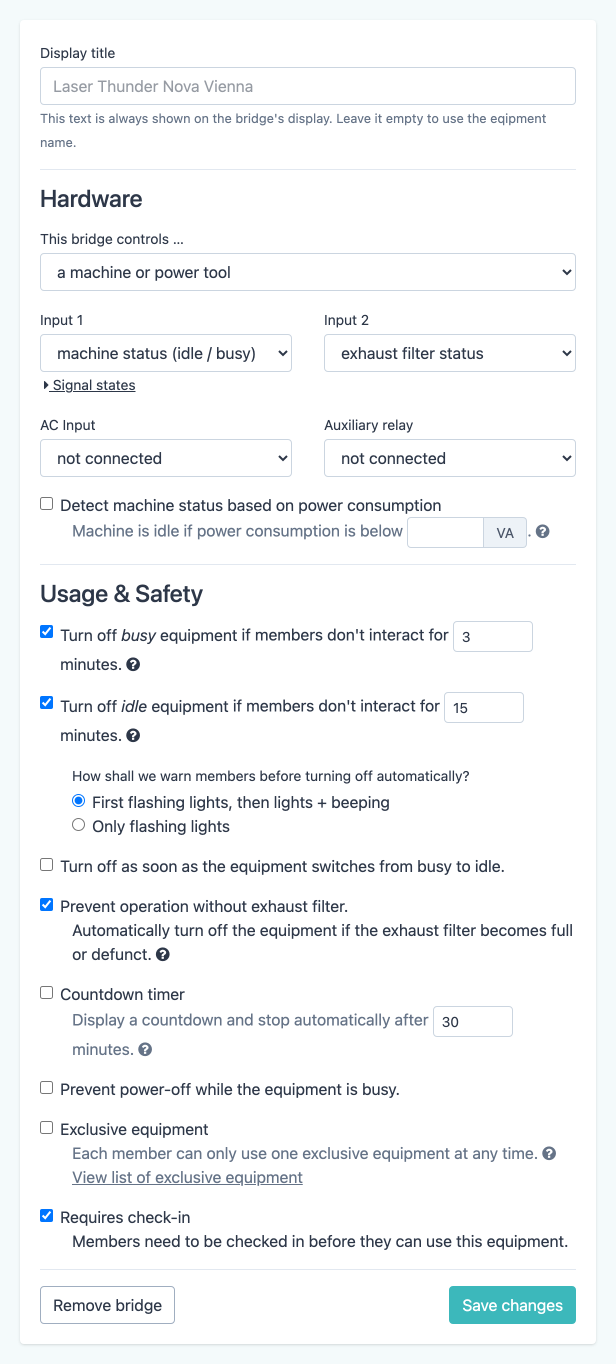 New ‘Requires check-in’ setting in the equipment configuration.