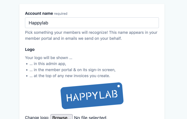 The custom logo uploaded by Happylab in their Fabman account settings.