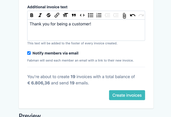 Notify members about new invoices.