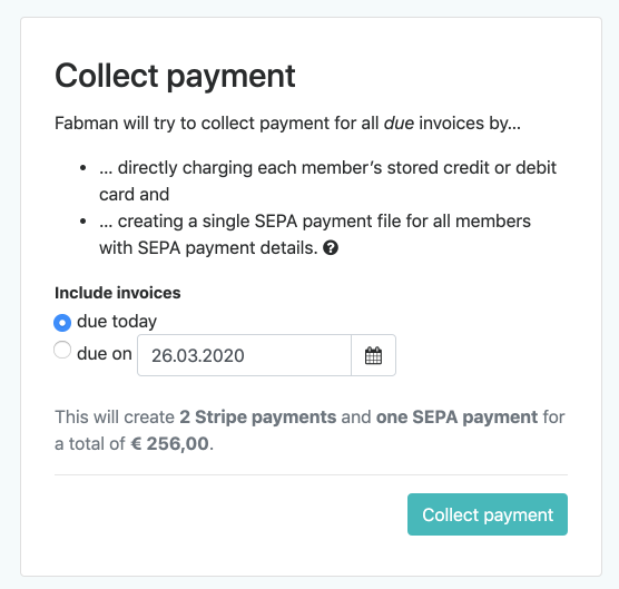 Collect payment for all invoices in one go.