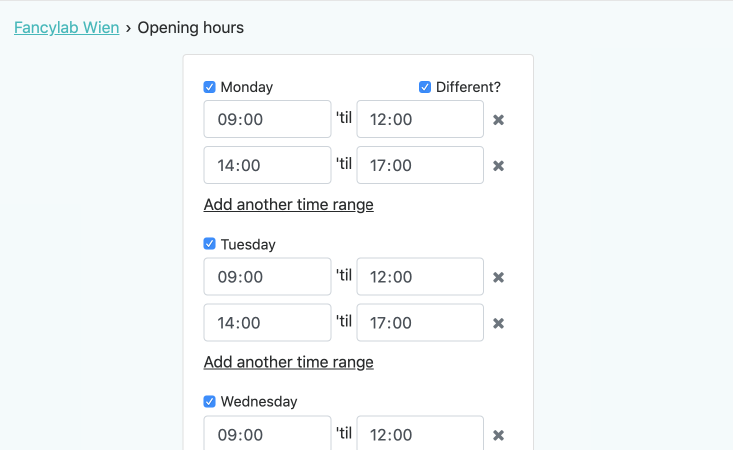 Setting your opening hours