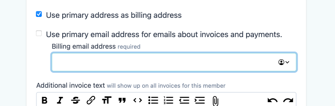 Members can have their invoices sent to a separate email address.