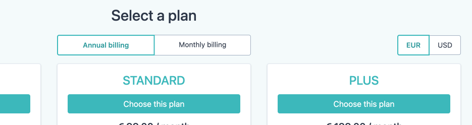 All Fabman pricing plans are now available in both USD and EUR.
